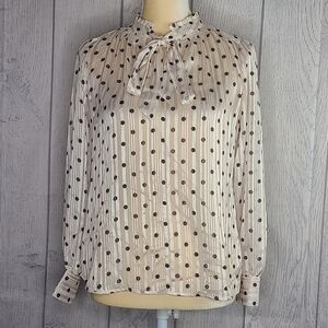 Rachel Zoe Polka Dot Chiffon Long Sleeve Blouse Size XS